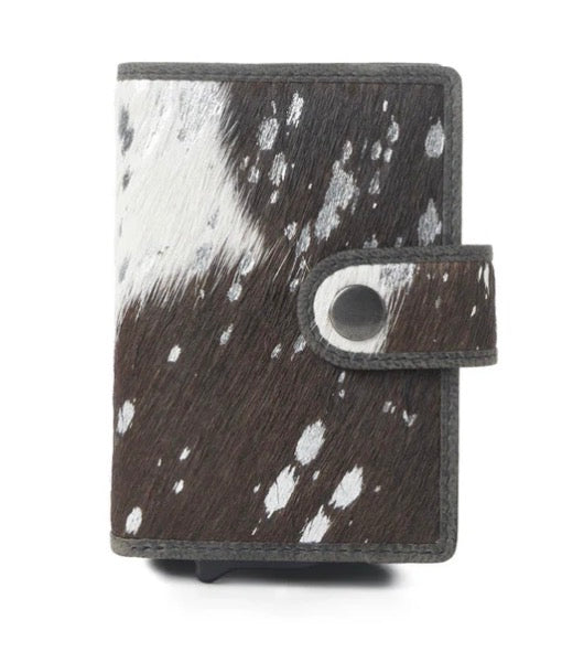 Myra Bag Monsoon Ink Hairon Leather Credit Card Holder In Dust Black