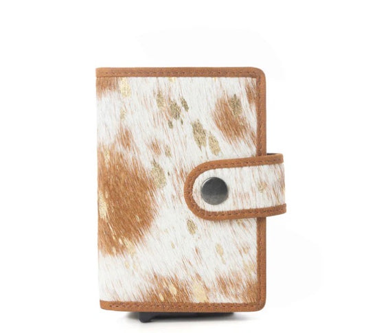 Myra Bag Monsoon Ink Hairon Leather Credit Card Holder In Rustic Brown