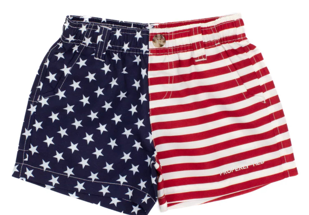 Properly Tied Boys Short Freedom Flag