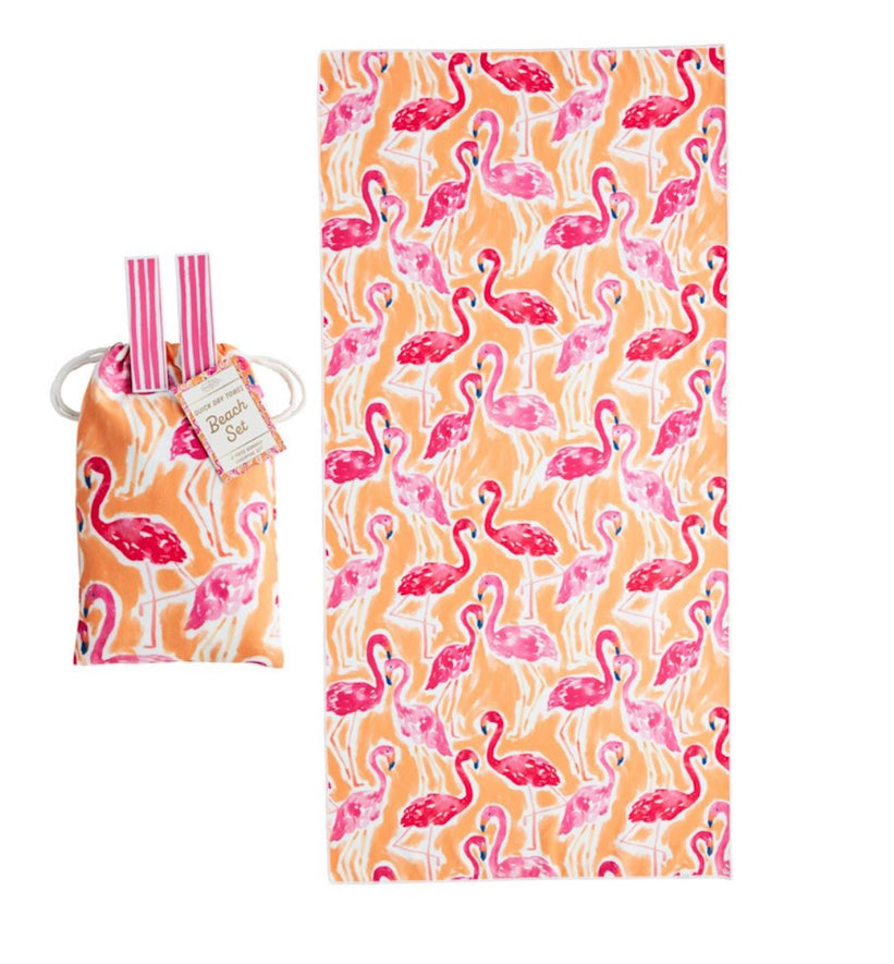 Mudpie Quick Dry Towel Beach Set - Orange