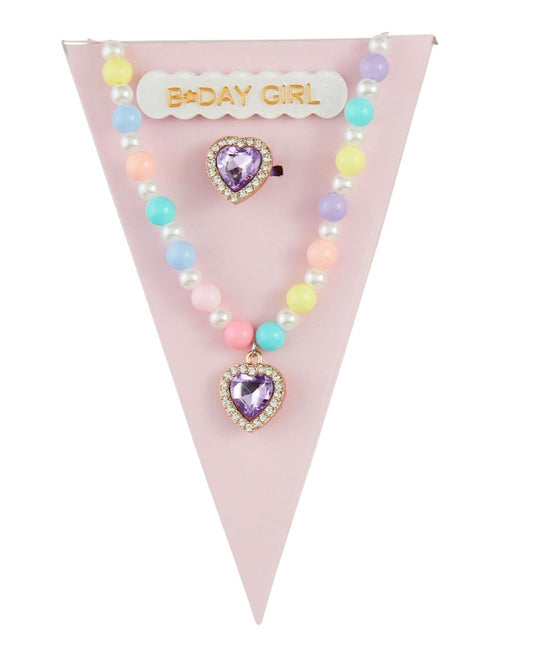 Mud Pie Purple BDay Jewelry Set