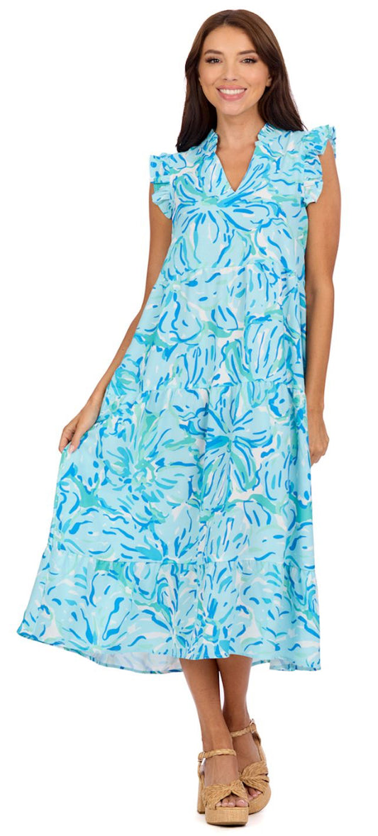Mud Pie Adair Tiered Maxi Dress Blue