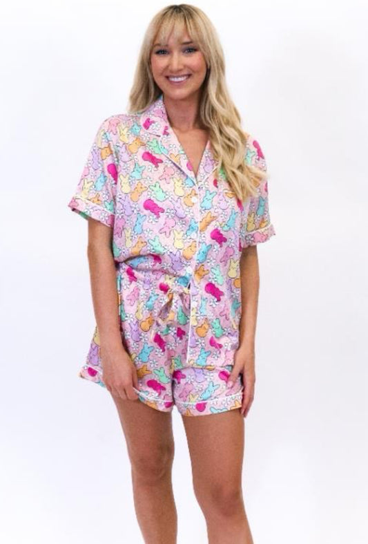 Jane Marie Peep This Satin Pajama Short Set