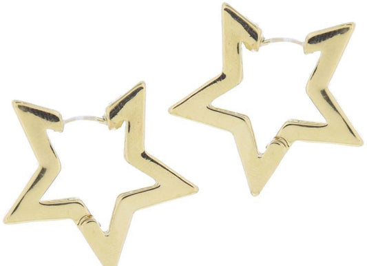 Jane Marie Thick Gold Star Huggie Hoop Earrings