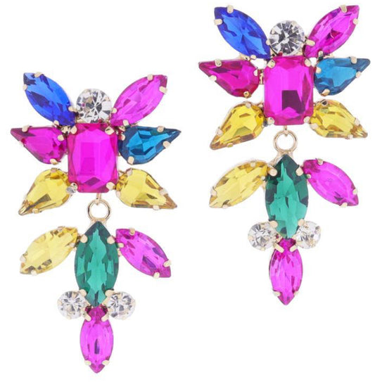 Jane Marie Multi Crystal Post with Multi Crystal Dangle Earrings