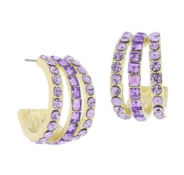Jane Marie Light Amethyst Crystal Hoop Cluster Earrings