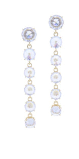 Jane Marie  Pointed Circle Clear Crystals Drop Strand Earrings