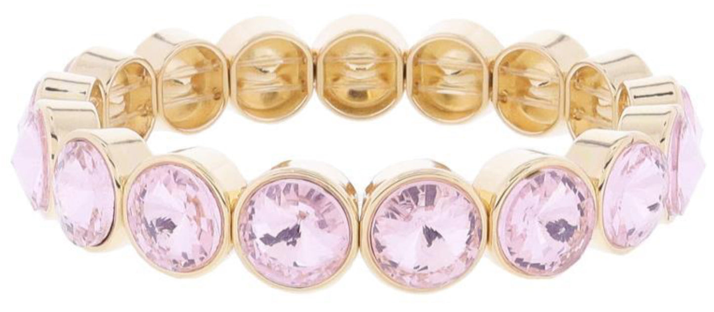 Jane Marie Light Pink Crystal Bezel Stretch Bracelet