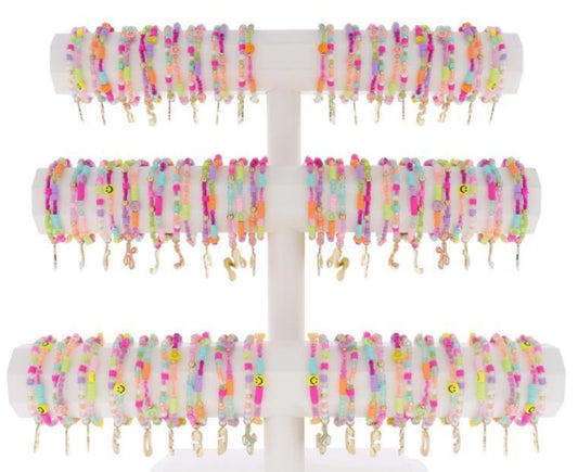 Jane Marie Kids Bubbles! Bracelets SETS OF 2 Multi Beaded with Gold Retro Bubble