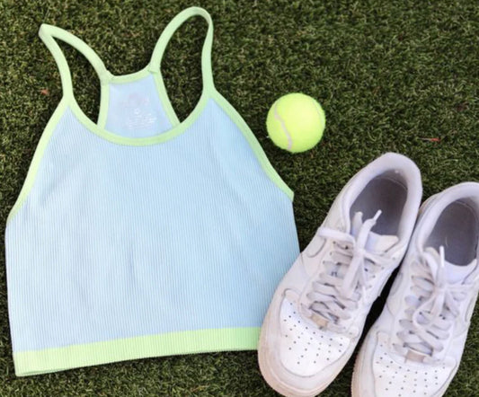 Jadelynn Brooke Ribbed Bralette Sky Blue / Lime