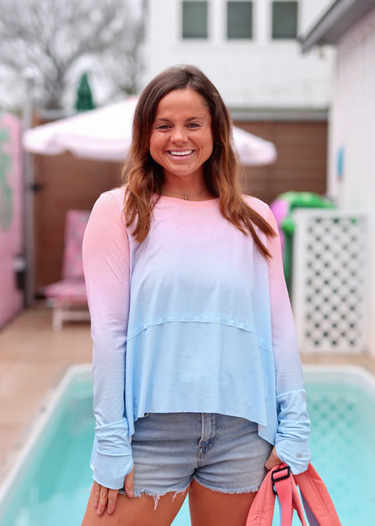 Jadelynn Brooke Flowy Long Sleeve - Wildflower Coral/ Lavender / Blue