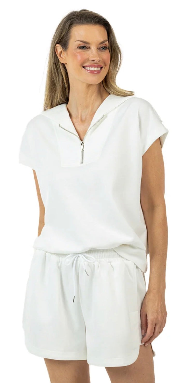 Katydid  WHITE TWO PIECE HALF ZIP SET