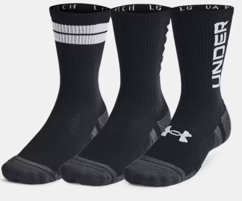 UA Performance Tech Nov 3 Pk Crew -BLK