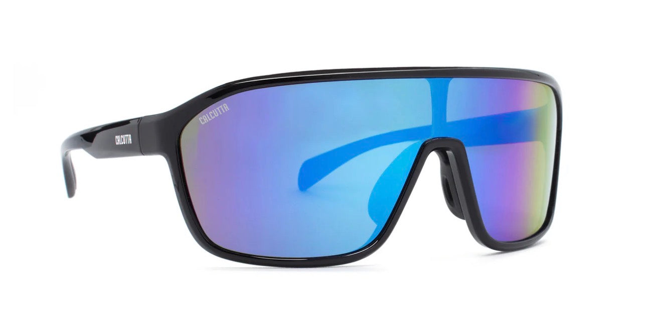 Calcutta Raptor Polarized Sunglasses Shiny Black Blue Mirror
