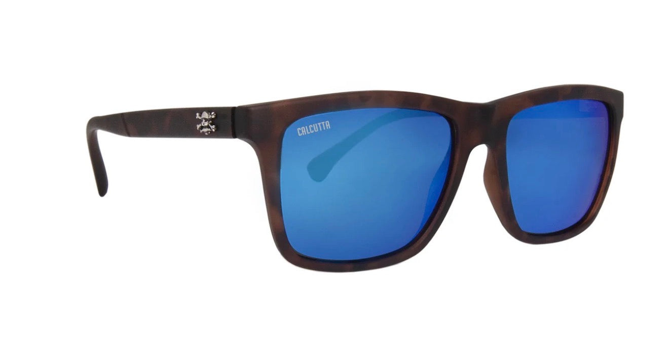 Calcutta Kettle Cove sunglasses matte tortoise frame blue mirror
