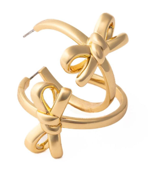 Michelle McDowell Earrings Luxe Bow Hoops Gold