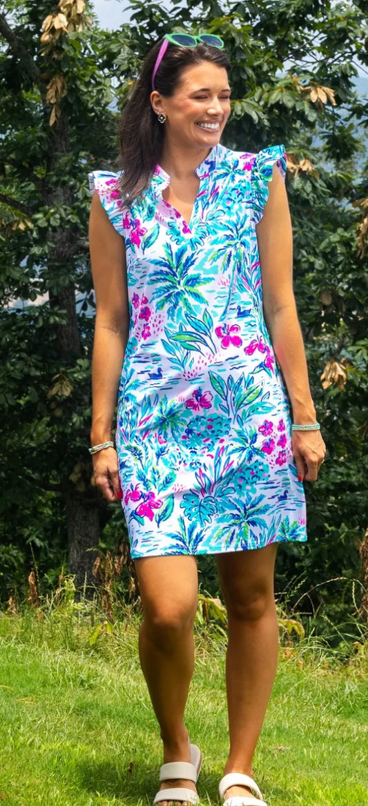 Aryeh Sasha Pleated Cap Sleeve Shift Dress