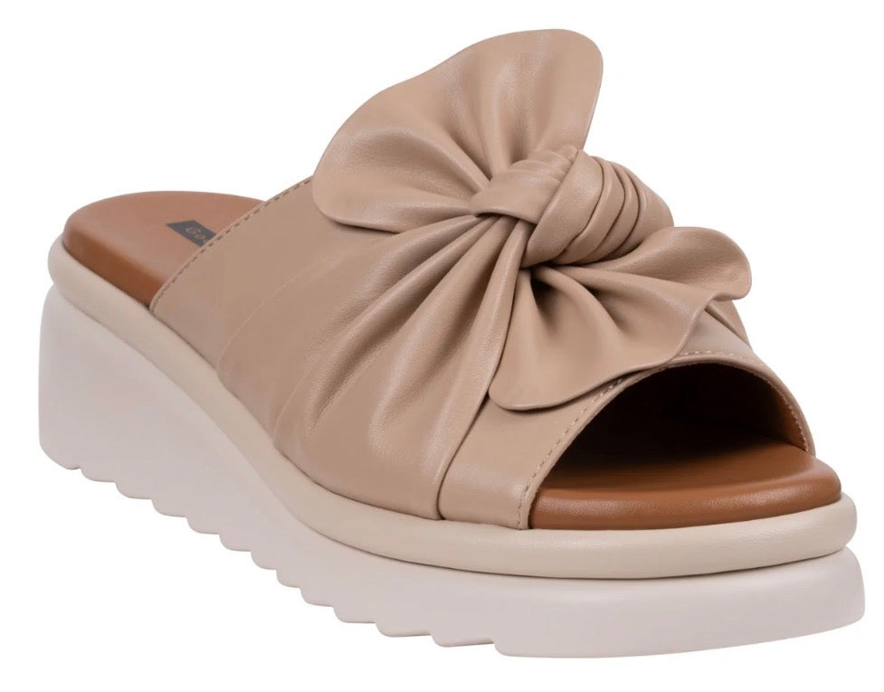 G.C. Shoes Women's Harlow Nude Bow Wedge Sandals