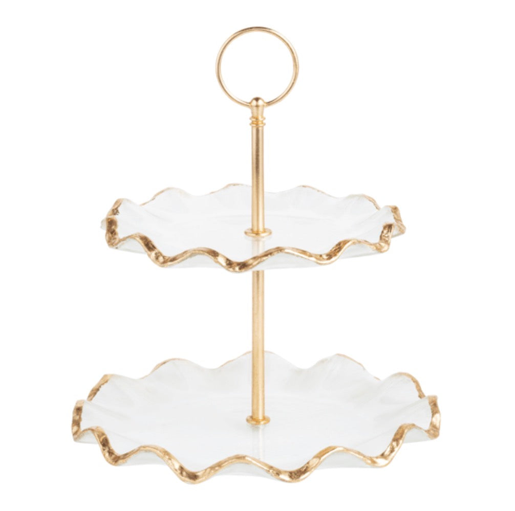Mud Pie Gold Glass Tiered Server