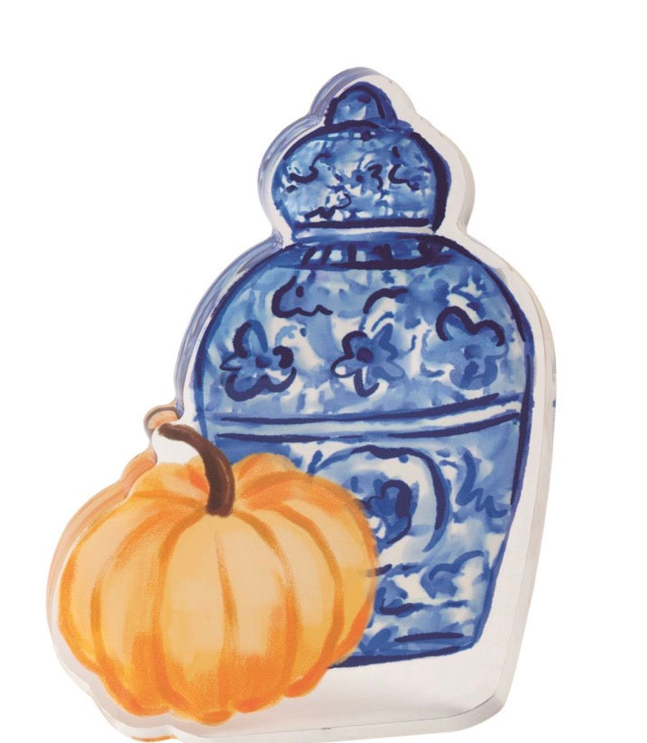 Mudpie JAR & PUMPKIN  TOPIARY ACRYLIC SITTER