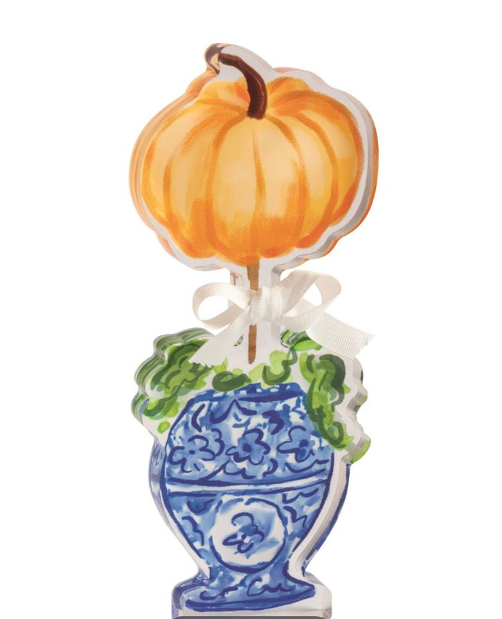 Mudpie ONE PUMPKIN TOPIARY ACRYLIC SITTER