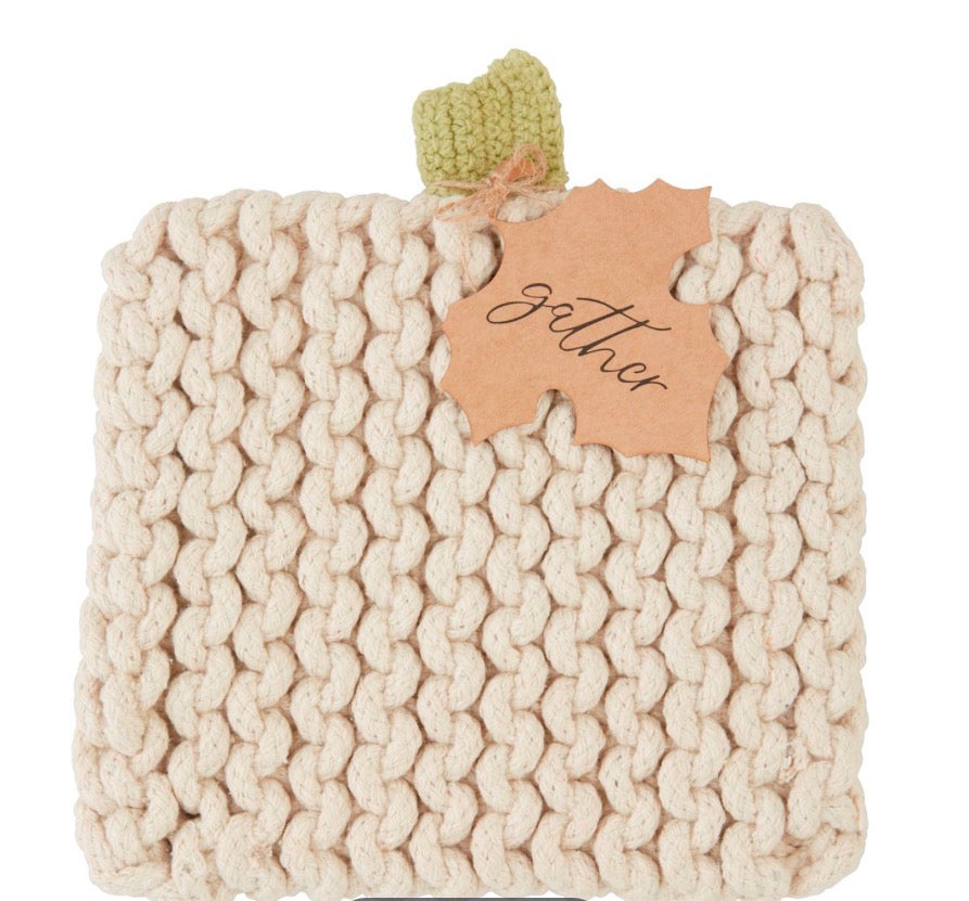 Mudpie CREAM PUMPKIN KNIT TRIVET