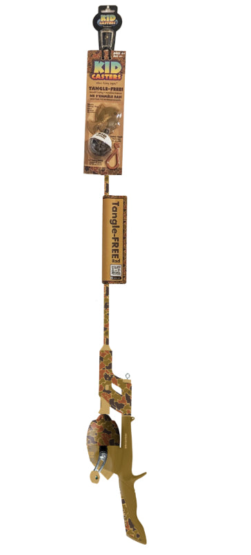Kids Casters KCSNTRETROG kids retro camo no tangle kit -fishing rod