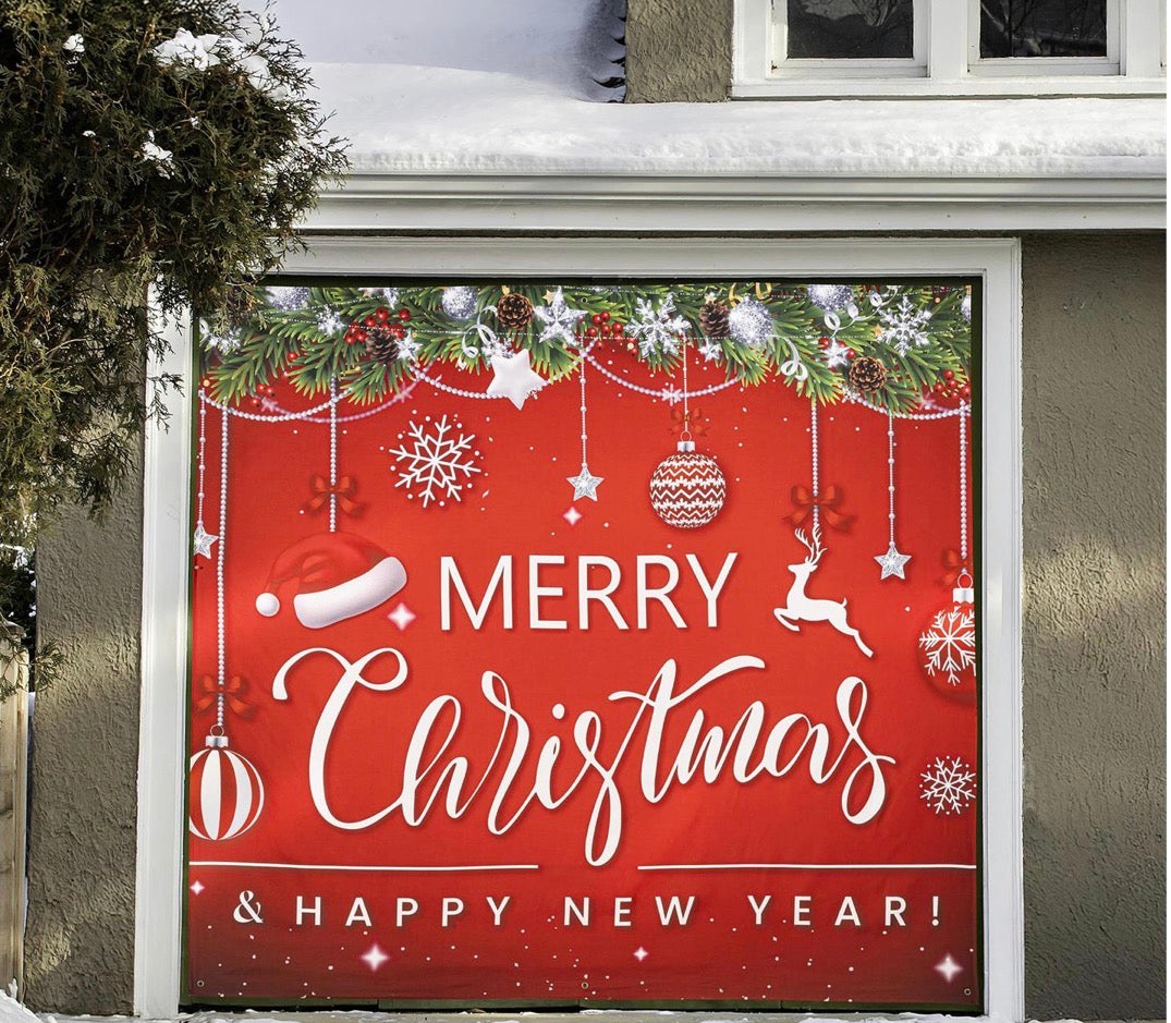Evergreen Merry Christmas & Happy New Year Single Garage Door Cover