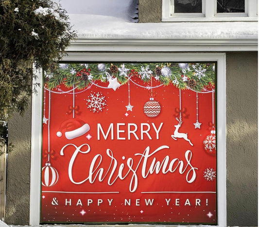 Evergreen Merry Christmas & Happy New Year Single Garage Door Cover