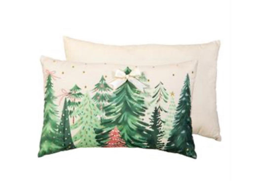 Evergreen Shades of Emerald Throw Pillow Lumbar Trees, 16L