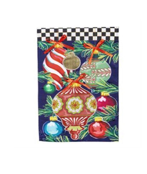 Evergreen Happy Holidays Ornaments Applique Garden Flag
