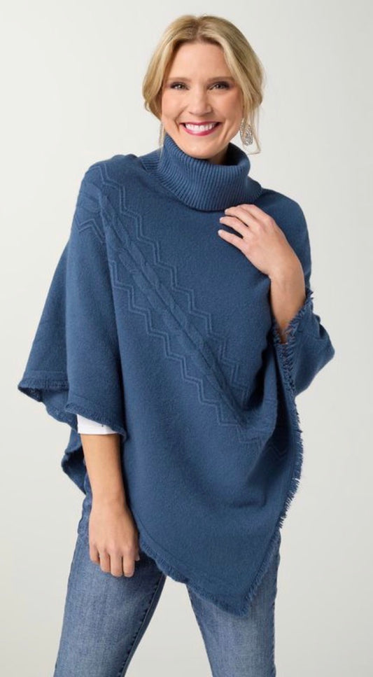 Coco + Carmen Heavenly Luxe Cable Knit Turtleneck Poncho Stellar