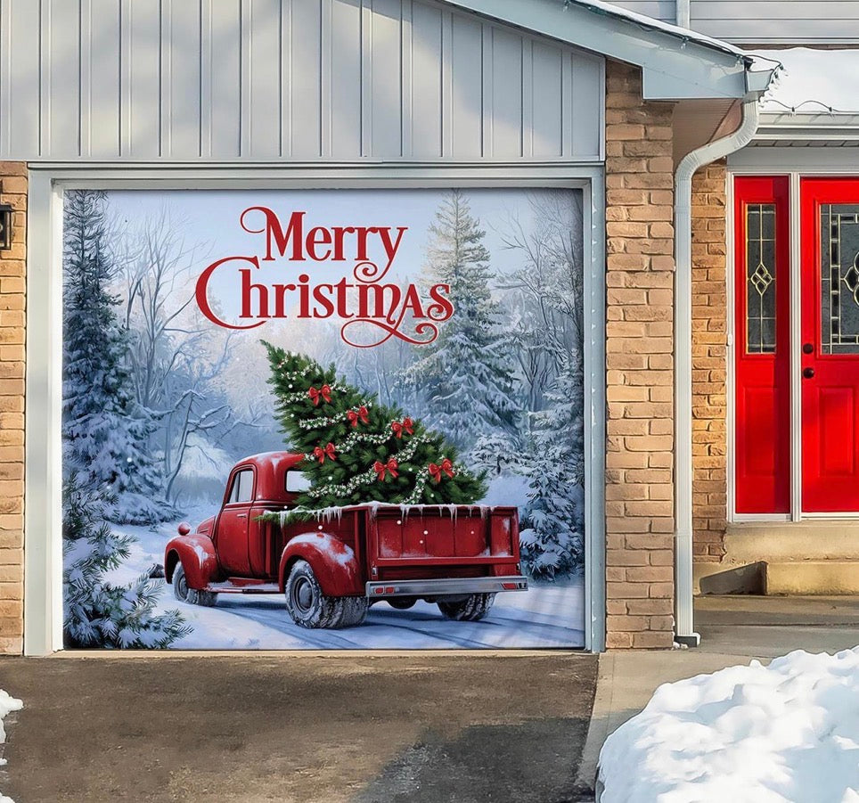 Evergreen Christmas Delivery Single Garage Door Cover
