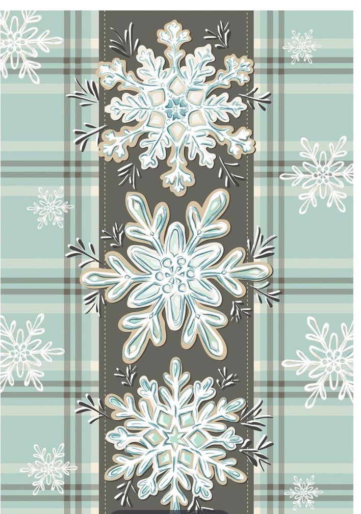 Evergreen Snowflake Trio Applique Flag, House