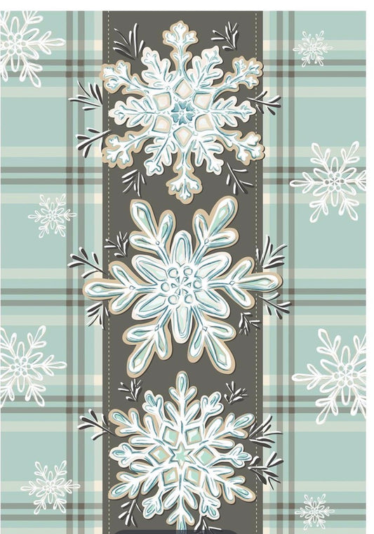 Evergreen Snowflake Trio Applique Flag, House