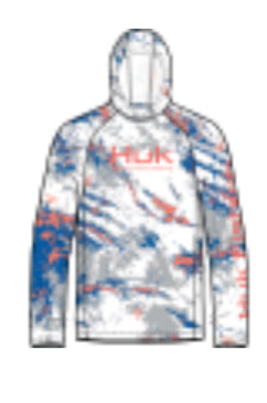 HUK PURSUIT MOSSY OAK PRINTED HOODIE OCEAN BLUE OCEAN BLUE