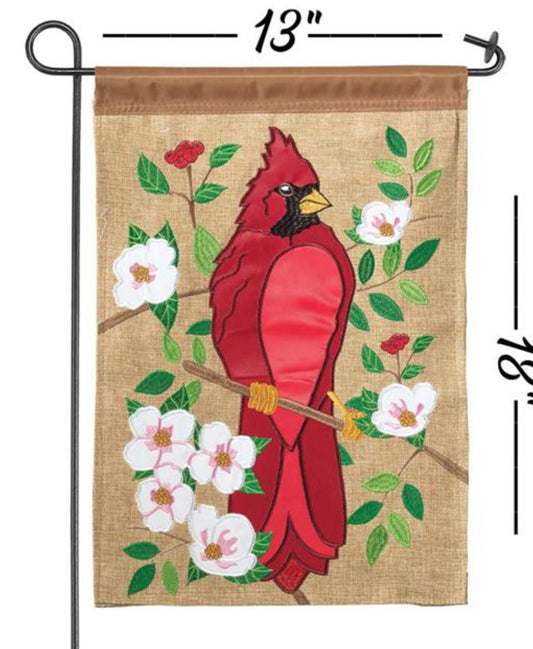 Magnolia Garden Flag Cardinal Burlap Polyester 13x18