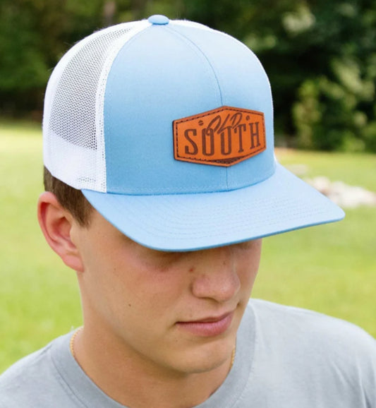 Old South Old South Leather Patch - Trucker Hat Carolina Blue / White