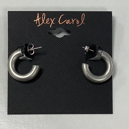 Alex Carol 20mm Small open 5mm hollow hoop silver color water resistant