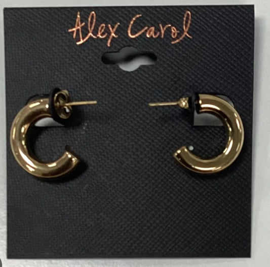 Alex Carol 20mm small open 5mm hollow hoop gold color water resistant
