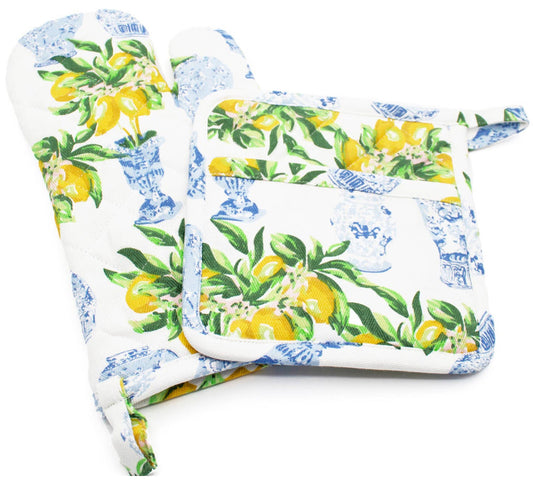 8 Oak Lane 2pc Oven Mitt Set - Lemon Ginger