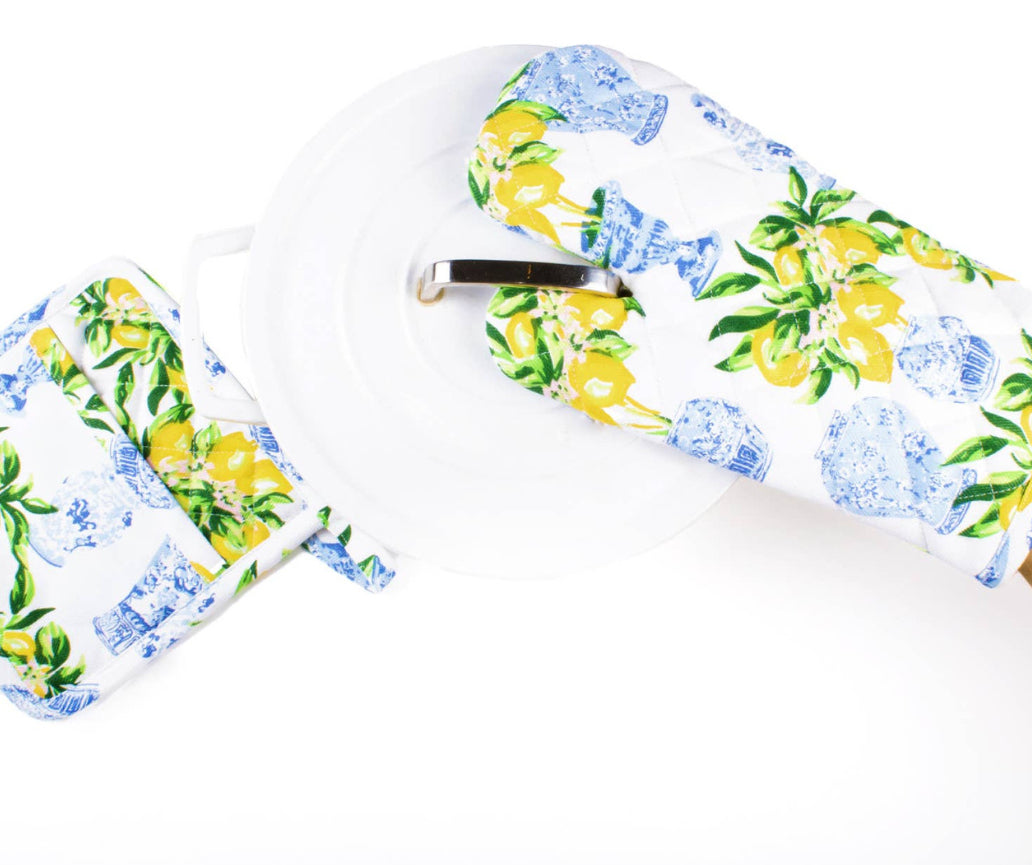 8 Oak Lane 2pc Oven Mitt Set - Lemon Ginger
