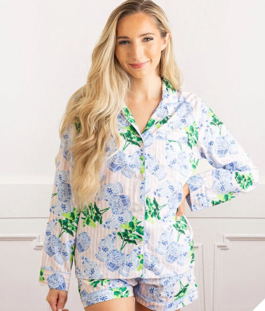 8 Oak Lane Short Pj set - Ginger Fig Stripe