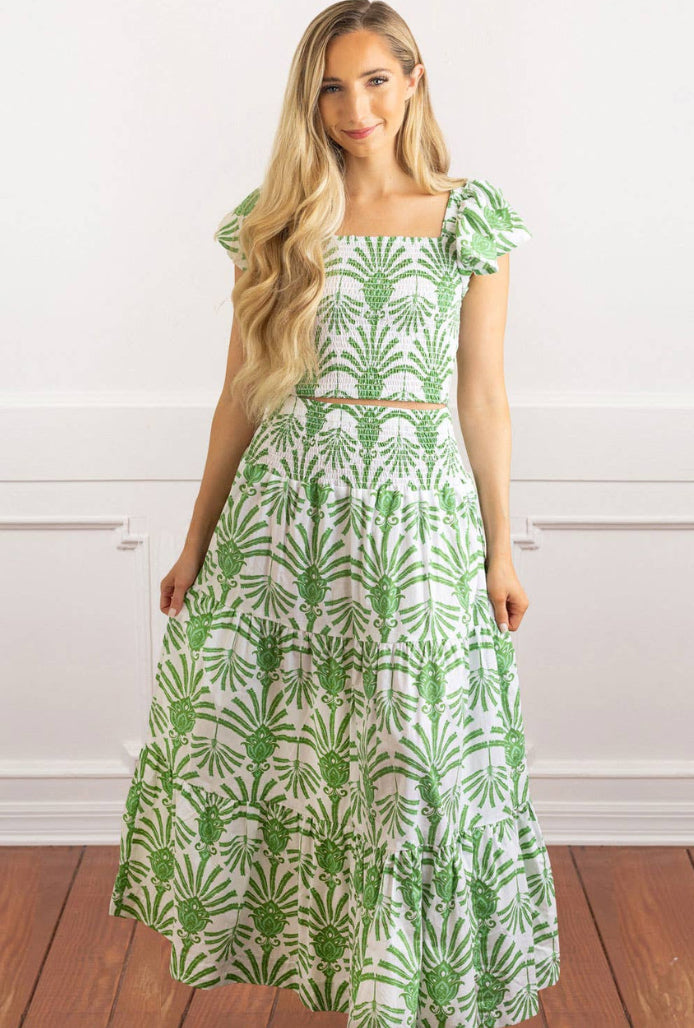 8 Oak Lane 2 Pcs Flutter Sleeve Set - Green Deco Palm