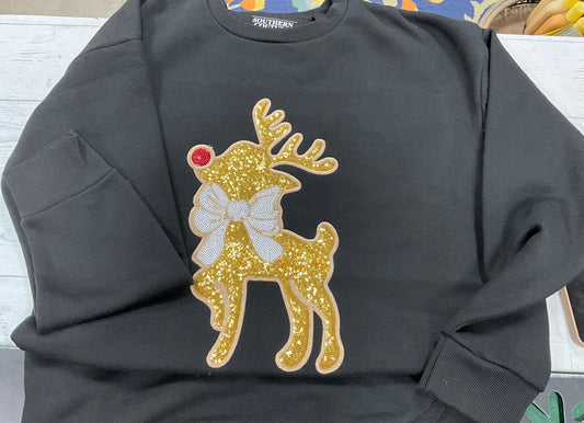 Southern Couture Sequin Reindeer Round Bottom