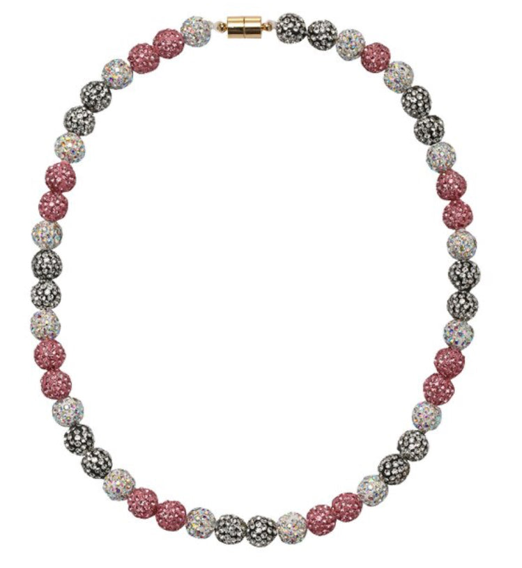 Jane Marie kids pink White Bling Disco Ball Beaded Necklace