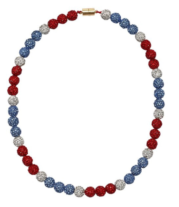 Jane Marie Kids Red White Blue Bling Disco Ball Beaded Necklace