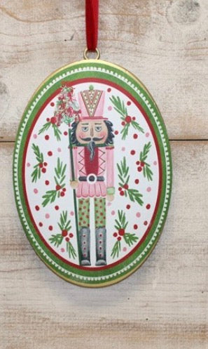 Nutcrackers Oval Glittered Disk Ornament