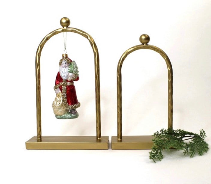 8x3x12.5" Arched Metal Ornament Display, Gold  Small