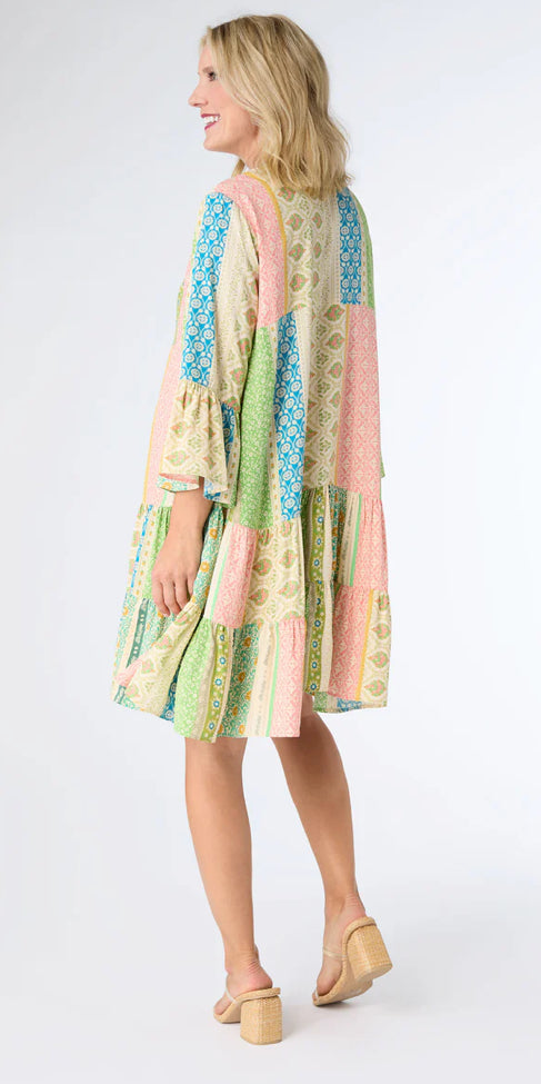 Coco + Carmen Emilee Printed Tunic Dress Green/Coral